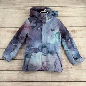 Volcom Sass'N'Frass Insulated Jacket Youth Girl's 10 Pink Pruple Blue Watercolor